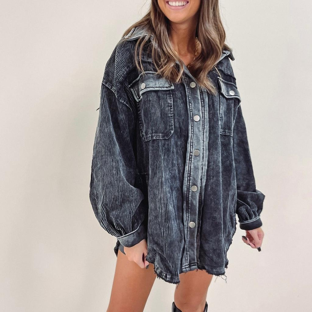 Vintage Black Corded Shacket